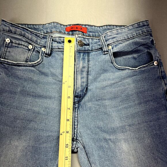 MBX Jeans Mens Blue‎ Dark Washed Slim Fit Straight Leg Casual Jeans Tag 32x32 - Picture 4 of 16